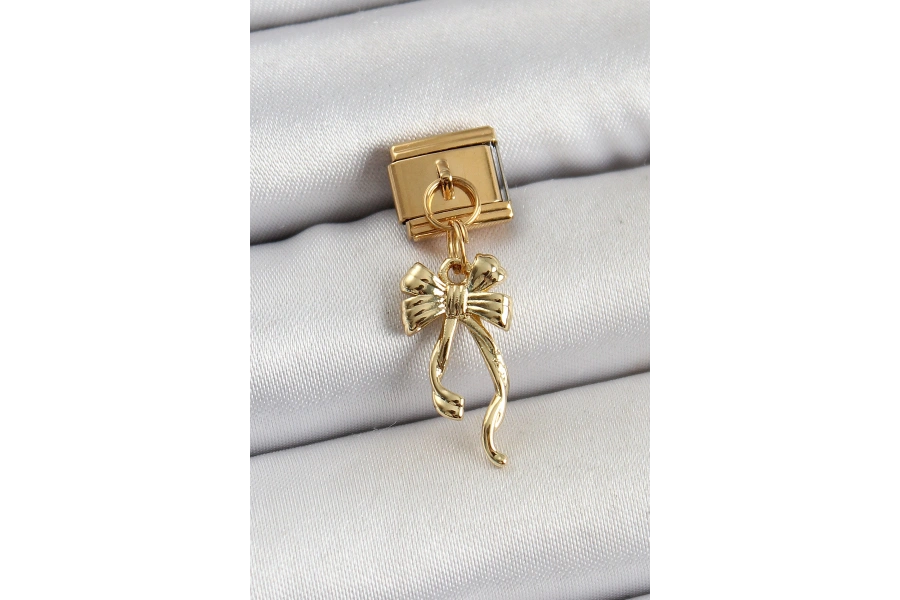 Shoecide 316l Çelik Sallantılı Uzun Fiyonk Model Gold Renk Nomination Charm