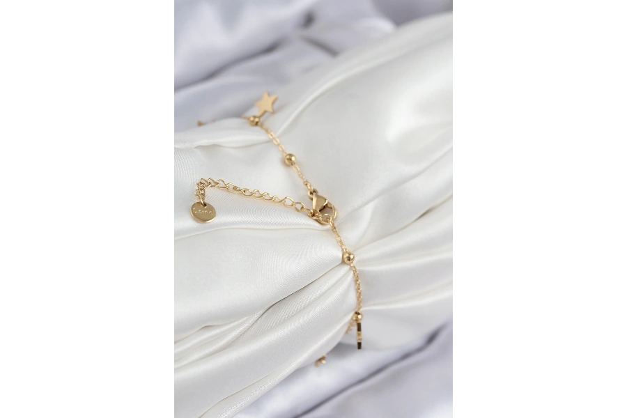 Shoecide 316l Çelik Sıralı Yonca Model Gold Renk Kadın Bileklik