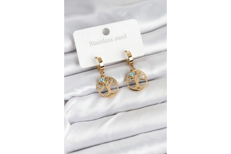 Shoecide 316l Çelik Yaşam Ağacı Model Kadın Küpe