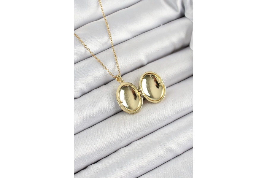 Shoecide 316l Çelik Zincir Açılabilir Sanatsal Vintage Çiçek Model Gold Renk Kadın Kolye