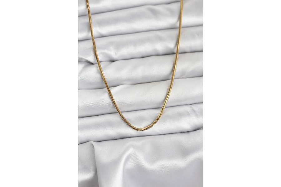 Shoecide 316l Çelik Zincir Gold Renk 60 Cm Yılan Zincir Kadın Kolye