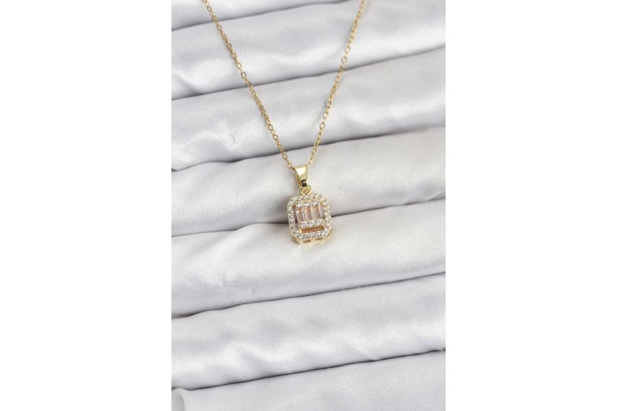 Shoecide 316l Çelik Zincir Gold Renk Baget Model Kadın Kolye