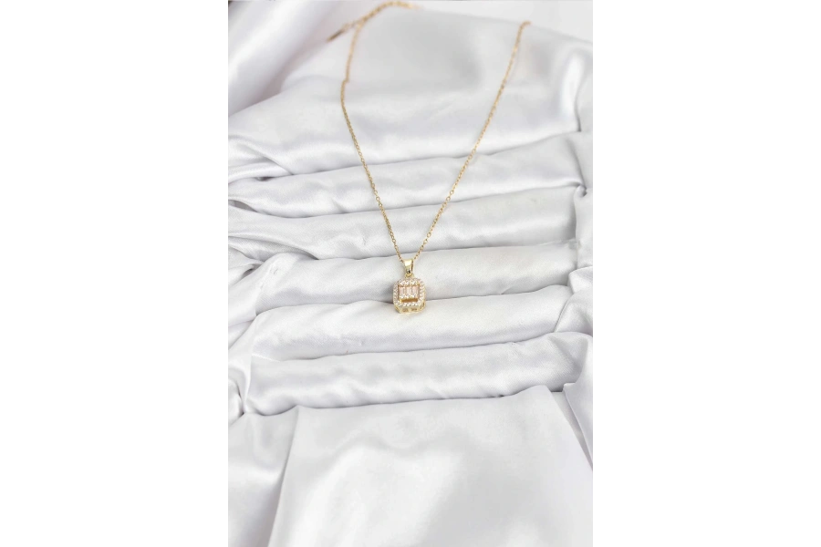 Shoecide 316l Çelik Zincir Gold Renk Baget Model Kadın Kolye