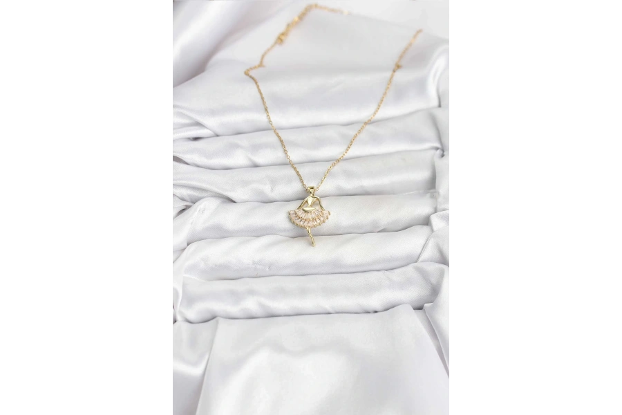 Shoecide 316l Çelik Zincir Gold Renk Balerin Model Kadın Kolye