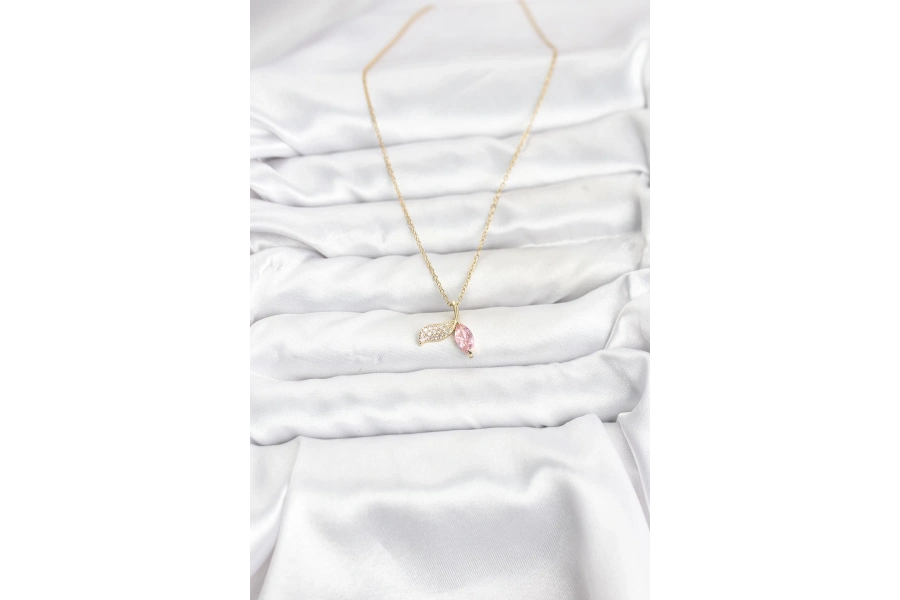 Shoecide 316l Çelik Zincir Gold Renk Balık Kuyruğu Model Zirkon Taşlı Kadın Kolye