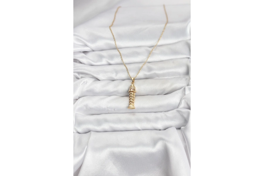 Shoecide 316l Çelik Zincir Gold Renk Balık Model Zirkon Taşlı Kadın Kolye