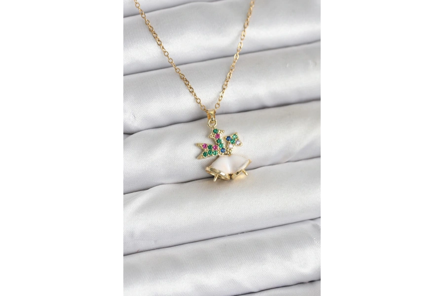 Shoecide 316l Çelik Zincir Gold Renk Chirtsmas Bell Model Yılbaşı Temalı Kadın Kolye