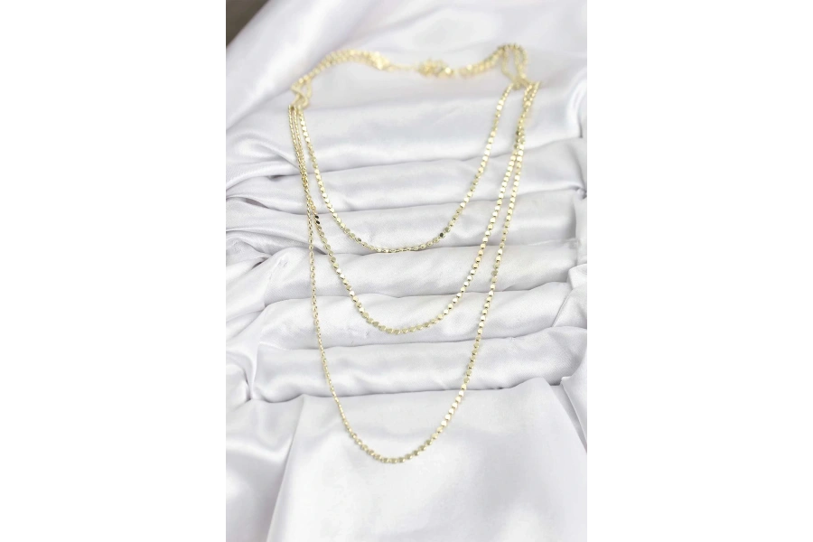 Shoecide 316l Çelik Zincir Gold Renk Ezme Zincir Model 3lü Kadın Kolye