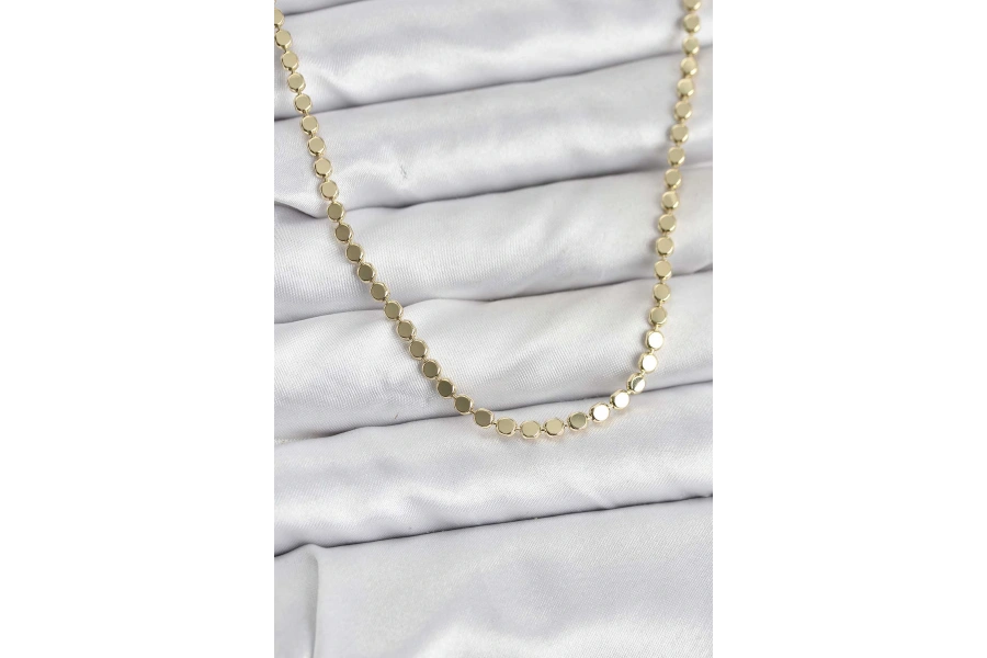 Shoecide 316l Çelik Zincir Gold Renk Ezme Zincir Model  45 Cm Kadın Kolye