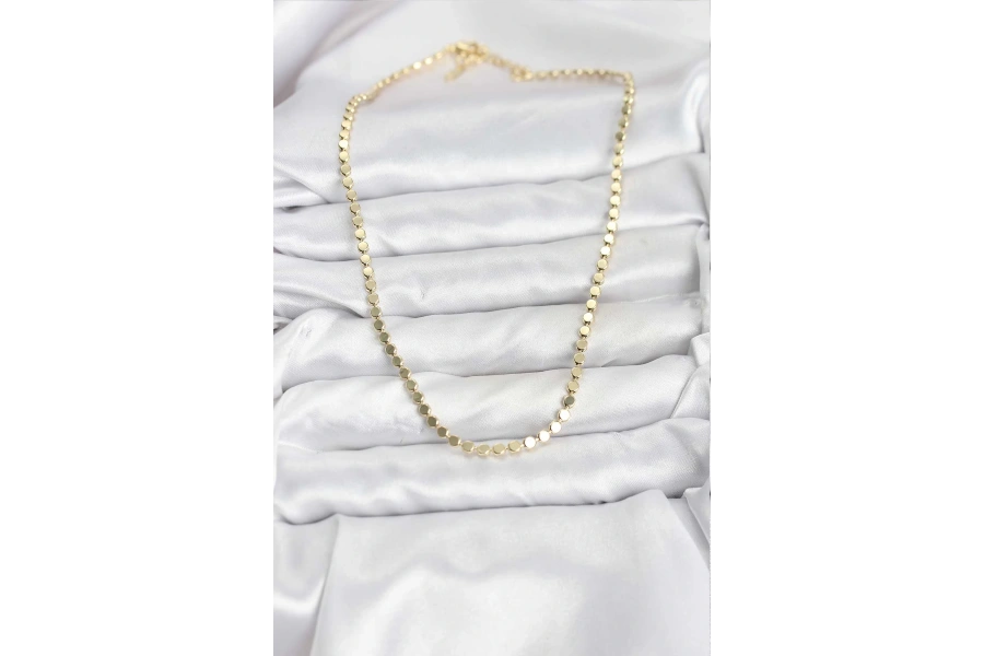 Shoecide 316l Çelik Zincir Gold Renk Ezme Zincir Model  45 Cm Kadın Kolye