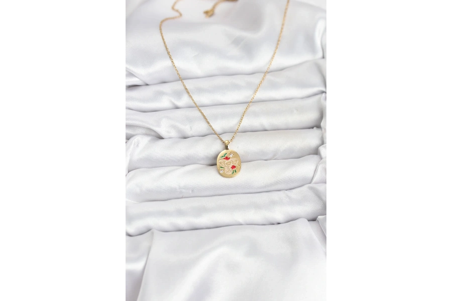 Shoecide 316l Çelik Zincir Gold Renk Fil Figürlü Kadın Kolye