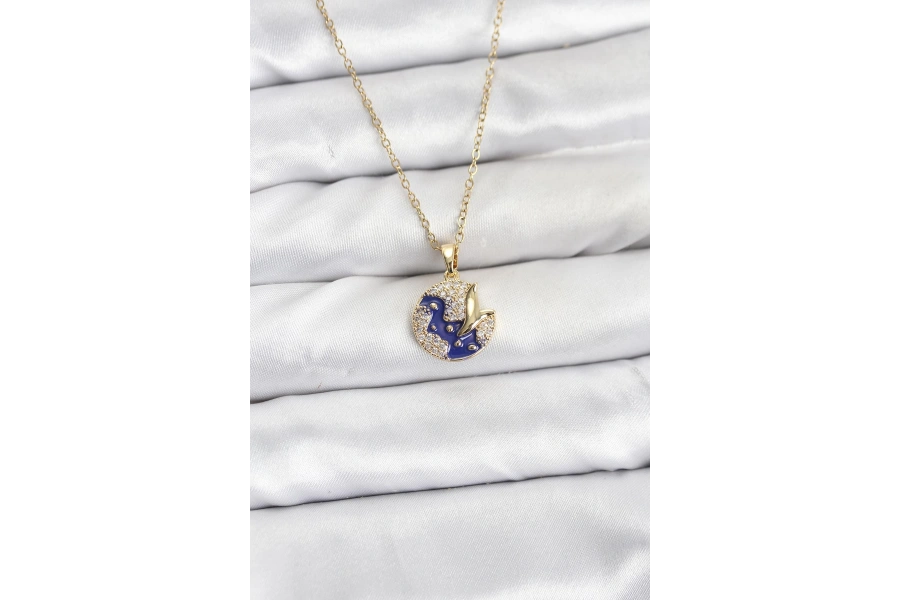 Shoecide 316l Çelik Zincir Gold Renk Gece Model Zirkon Taşlı Kadın Kolye