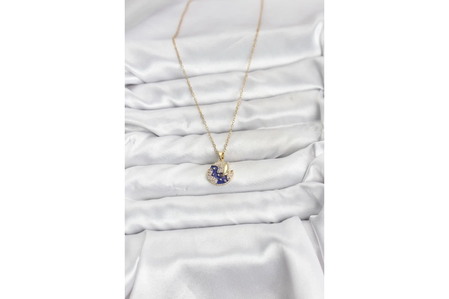 Shoecide 316l Çelik Zincir Gold Renk Gece Model Zirkon Taşlı Kadın Kolye