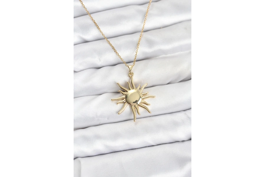 Shoecide 316l Çelik Zincir Gold Renk Güneş Model Kadın Kolye