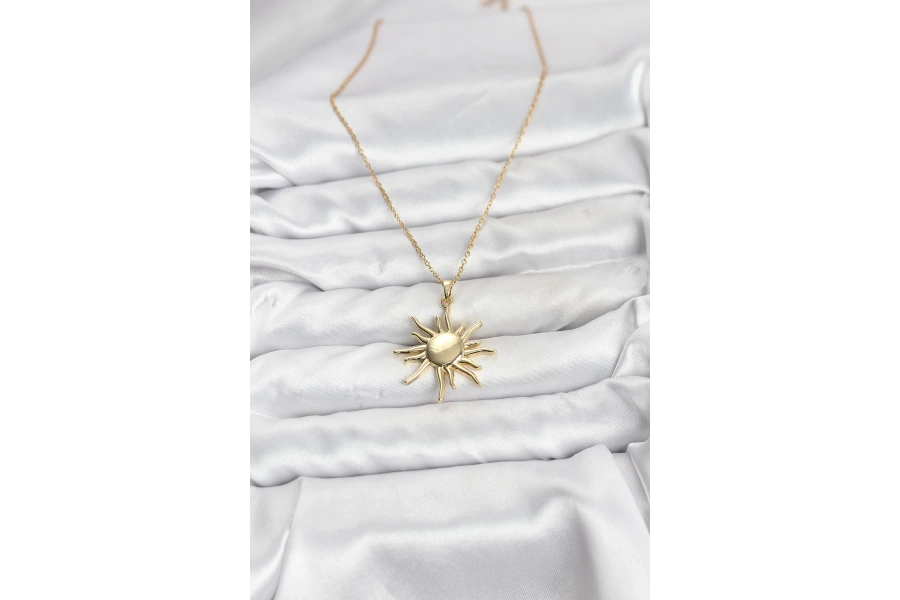 Shoecide 316l Çelik Zincir Gold Renk Güneş Model Kadın Kolye