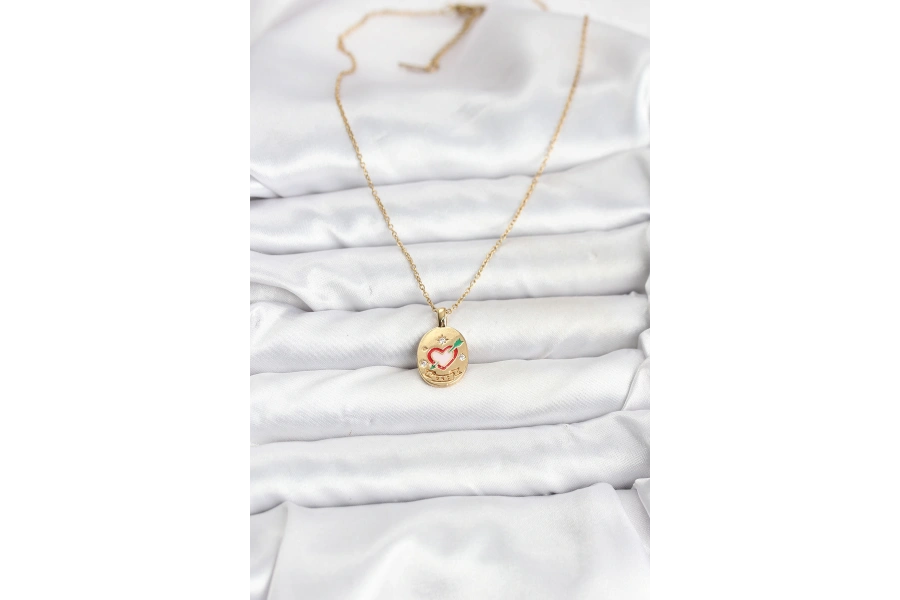 Shoecide 316l Çelik Zincir Gold Renk Kalp Figürlü Kadın Kolye