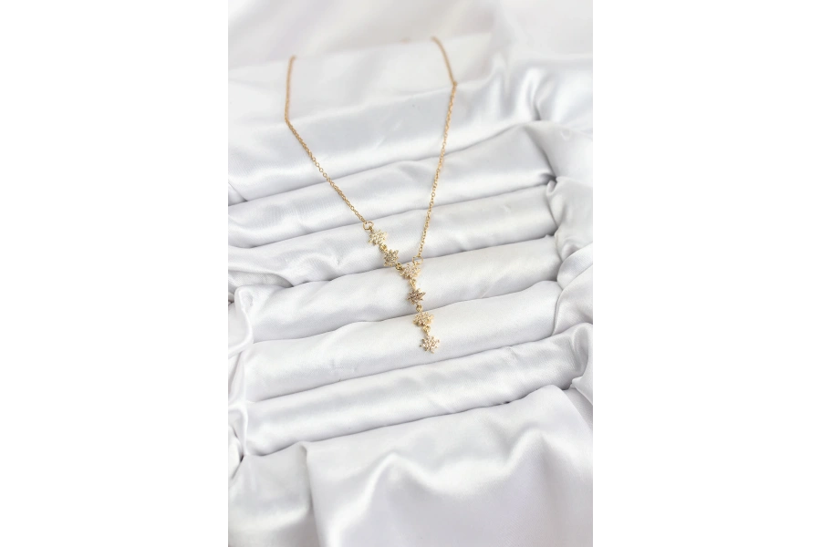 Shoecide 316l Çelik Zincir Gold Renk Kutup Yıldızı Model Kadın Kolye