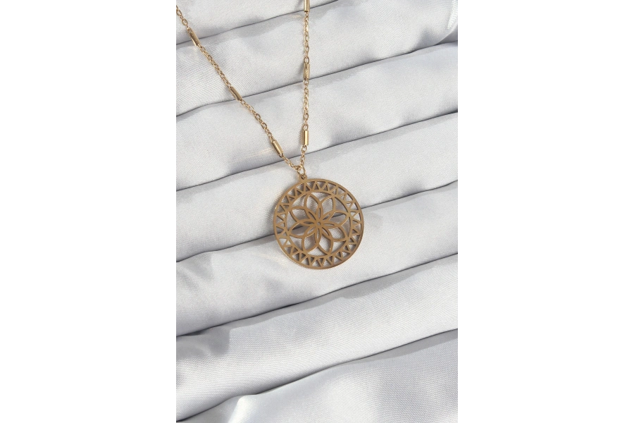 Shoecide 316l Çelik Zincir Gold Renk Lotus Model Kolye