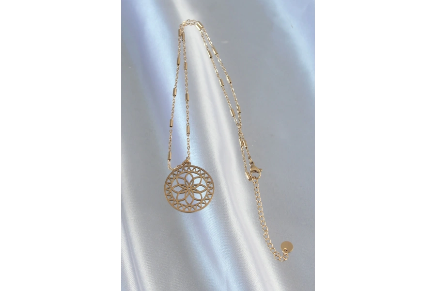 Shoecide 316l Çelik Zincir Gold Renk Lotus Model Kolye