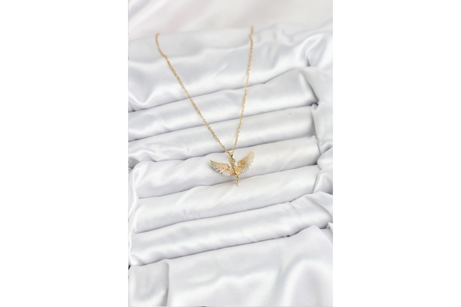 Shoecide 316l Çelik Zincir Gold Renk Melek Model Kadın Kolye
