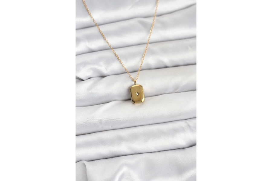 Shoecide 316l Çelik Zincir Gold Renk Minimal Kutup Yıldızı Model Kadın Kolye