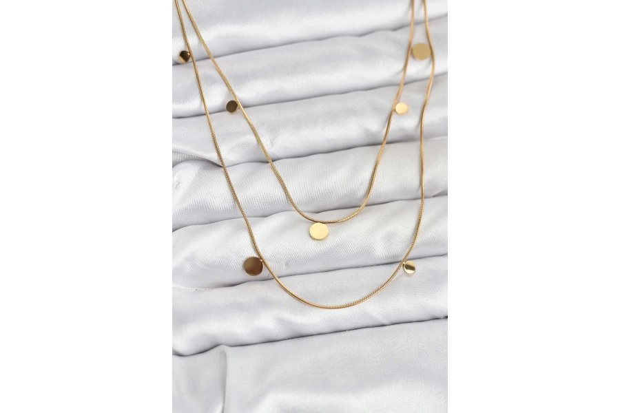 Shoecide 316l Çelik Zincir Gold Renk Pullu Kadın Kolye