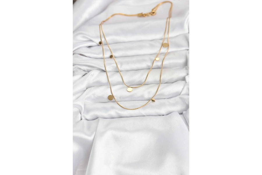 Shoecide 316l Çelik Zincir Gold Renk Pullu Kadın Kolye