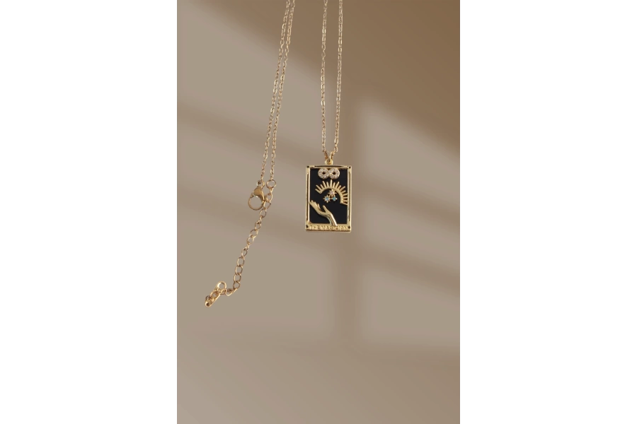 Shoecide 316l Çelik Zincir Gold Renk Sonsuzluk Detay Zirkon Taşlı Tarot Kolye