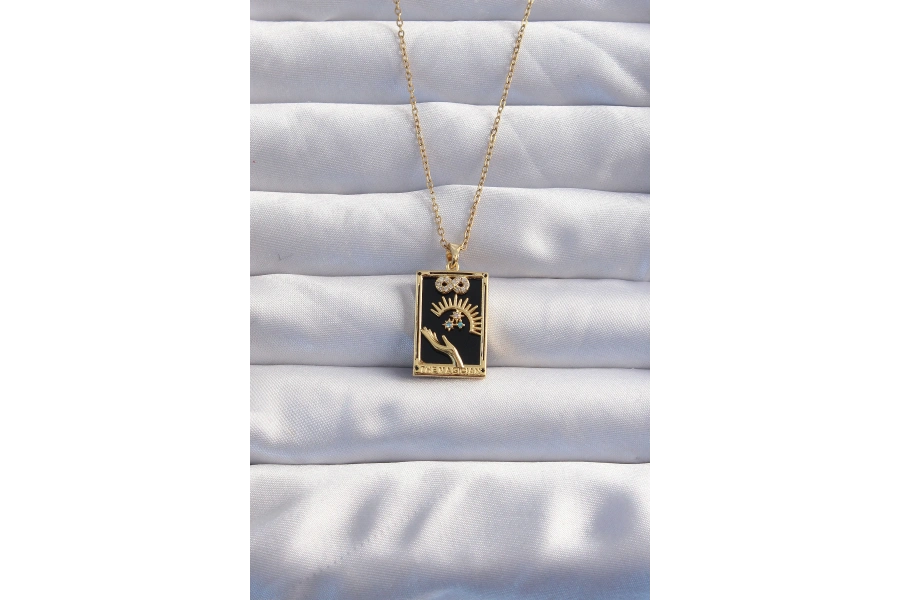 Shoecide 316l Çelik Zincir Gold Renk Sonsuzluk Detay Zirkon Taşlı Tarot Kolye