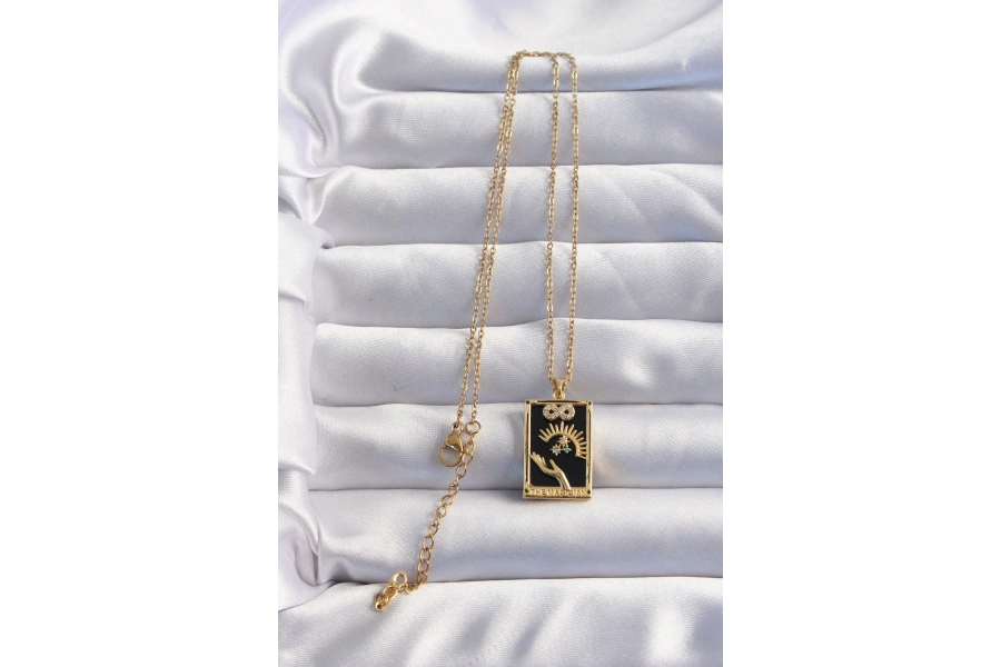 Shoecide 316l Çelik Zincir Gold Renk Sonsuzluk Detay Zirkon Taşlı Tarot Kolye