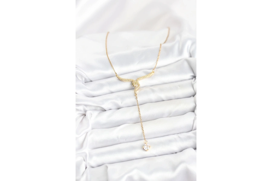 Shoecide 316l Çelik Zincir Gold Renk Yılan Model Y Kolye