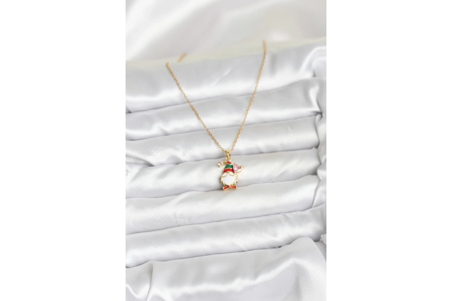 Shoecide 316l Çelik Zincir Gold Renk Yılbaşı Teması Kadın Kolye