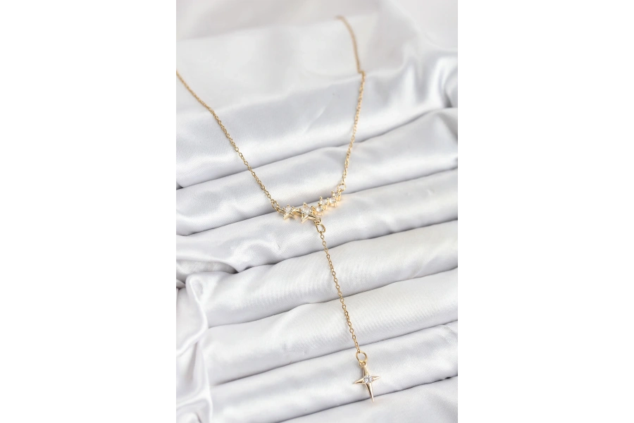 Shoecide 316l Çelik Zincir Gold Renk Yıldız Model Y Kadın Kolye