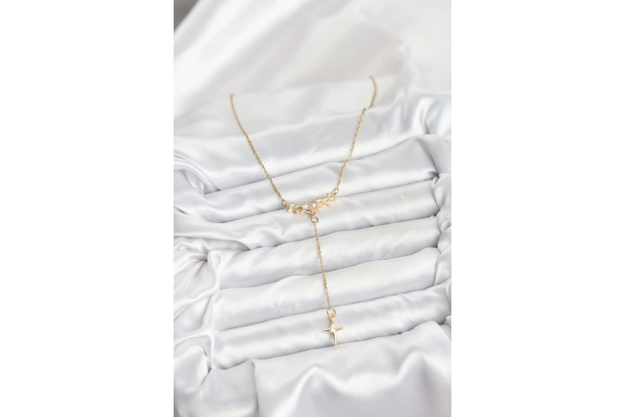 Shoecide 316l Çelik Zincir Gold Renk Yıldız Model Y Kadın Kolye