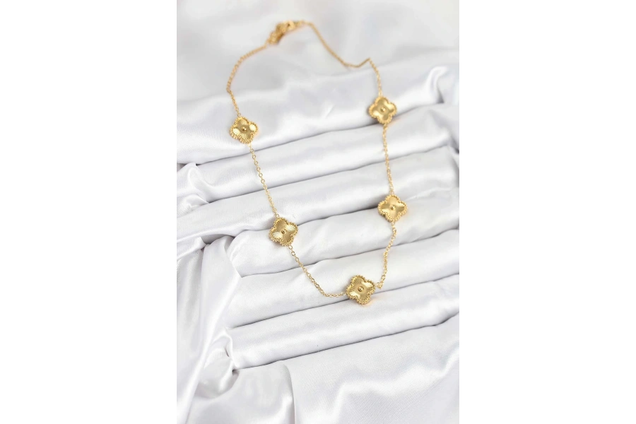 Shoecide 316l Çelik Zincir Gold Renk Yonca Kadın Kolye