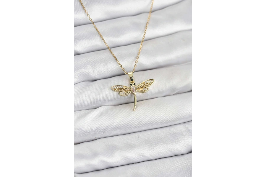 Shoecide 316l Çelik Zincir Gold Renk Yusufçuk Model Kadın Kolye