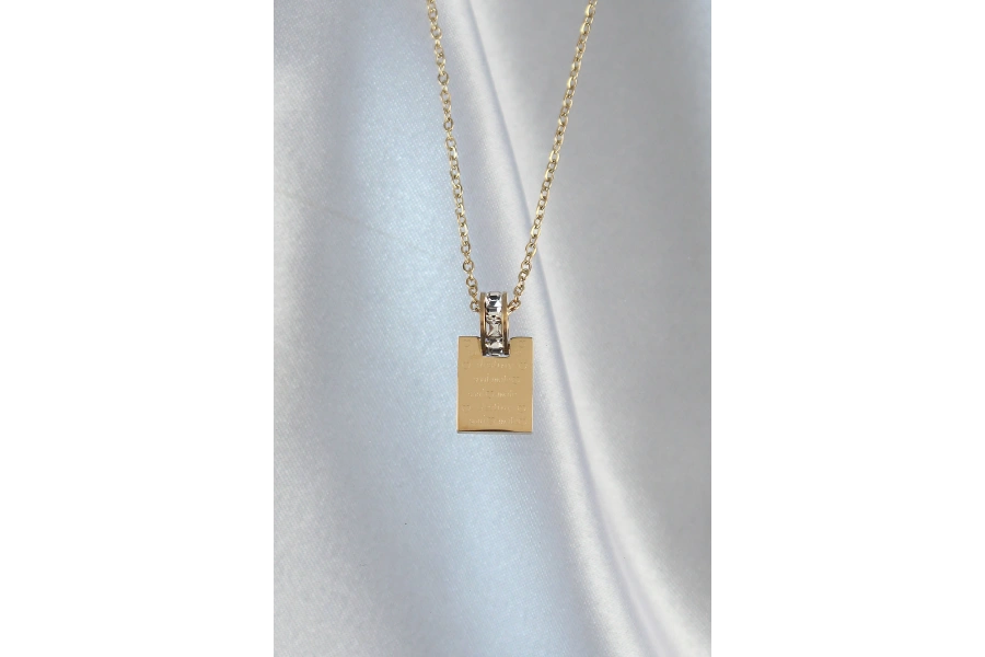 Shoecide 316l Çelik Zincir Gold Renk Zirkon Taşlı Aşk Mektubu Kolye