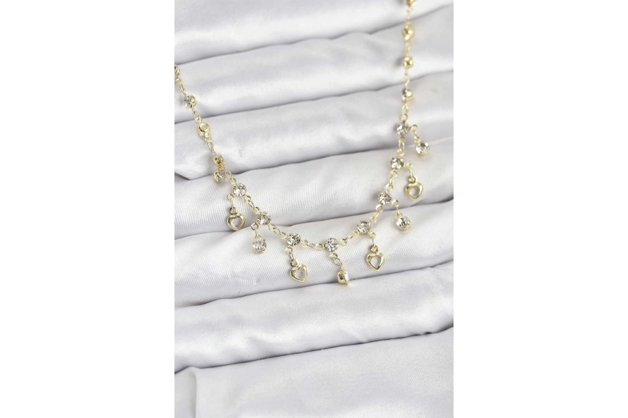 Shoecide 316l Çelik Zincir Gold Renk Zirkon Taşlı Kadın Kolye