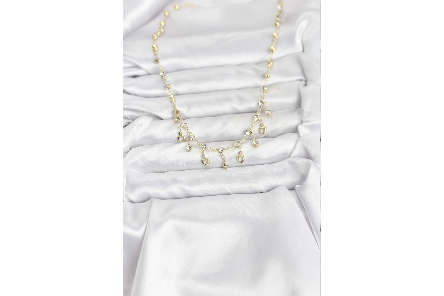 Shoecide 316l Çelik Zincir Gold Renk Zirkon Taşlı Kadın Kolye