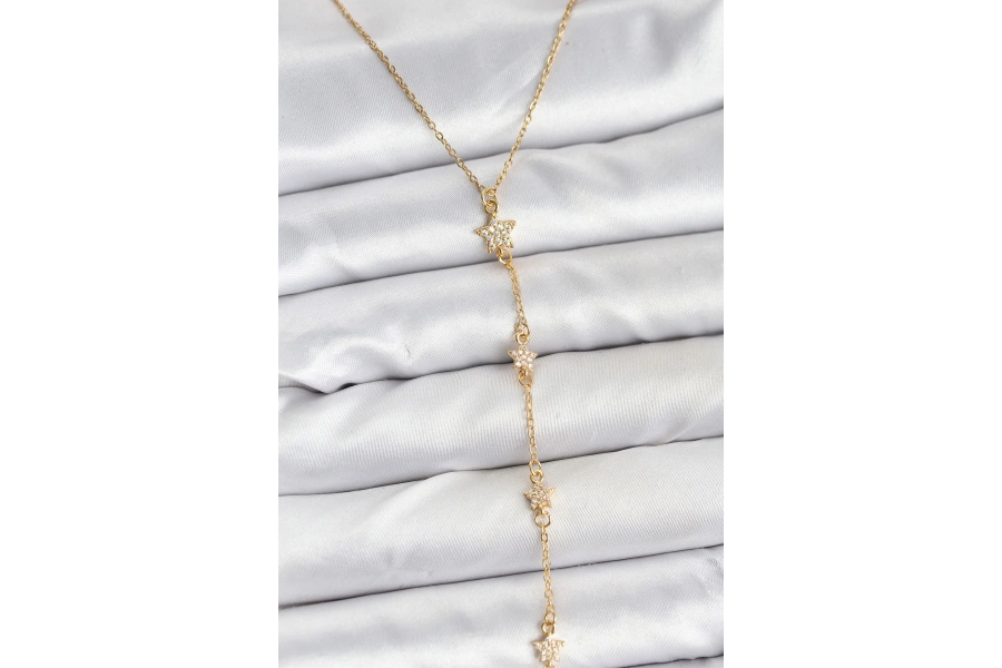 Shoecide 316l Çelik Zincir Gold Renkli Yıldız Model Kadın Y Kolye