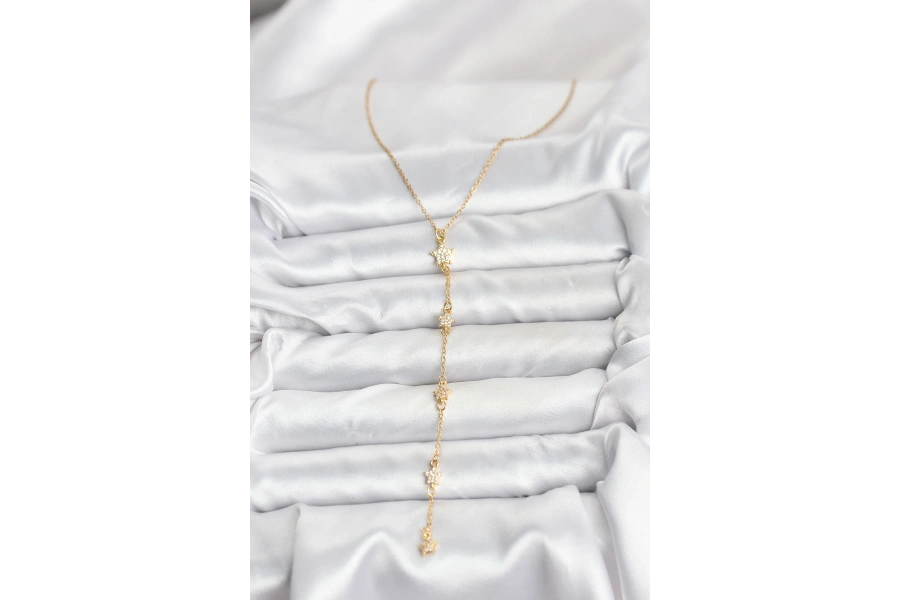 Shoecide 316l Çelik Zincir Gold Renkli Yıldız Model Kadın Y Kolye