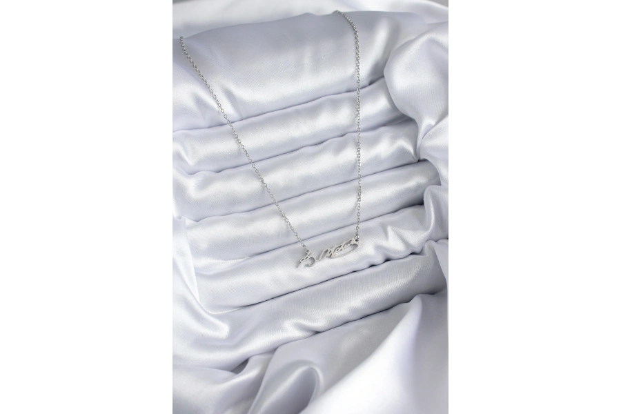 Shoecide 316l Çelik Zincir Gümüş Renk Atatürk İmza Figür Kadın Kolye