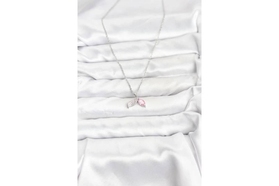 Shoecide 316l Çelik Zincir Gümüş Renk Balık Kuyruğu Model Zirkon Taşlı Kadın Kolye