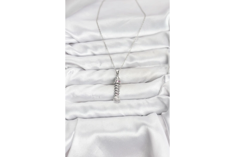 Shoecide 316l Çelik Zincir Gümüş Renk Balık Model Zirkon Taşlı Kadın Kolye