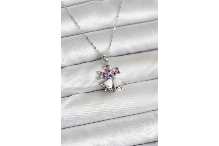 Shoecide 316l Çelik Zincir Gümüş Renk Chirtsmas Bell Model Yılbaşı Temalı Kadın Kolye