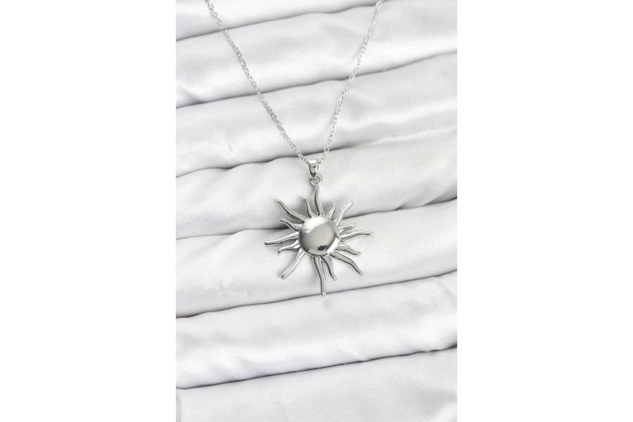Shoecide 316l Çelik Zincir Gümüş Renk Güneş Model Kadın Kolye