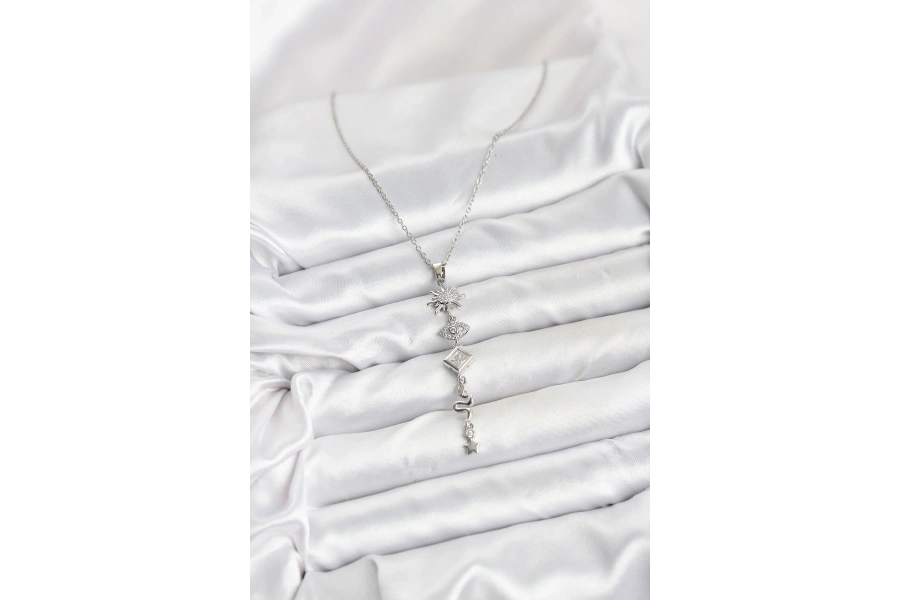 Shoecide 316l Çelik Zincir Gümüş Renk Güneş Ve Enerji Model Kadın Y Kolye