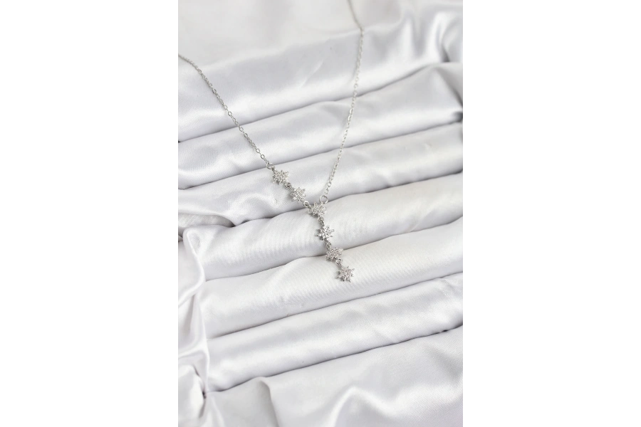 Shoecide 316l Çelik Zincir Gümüş Renk Kutup Yıldızı Model Kadın Kolye