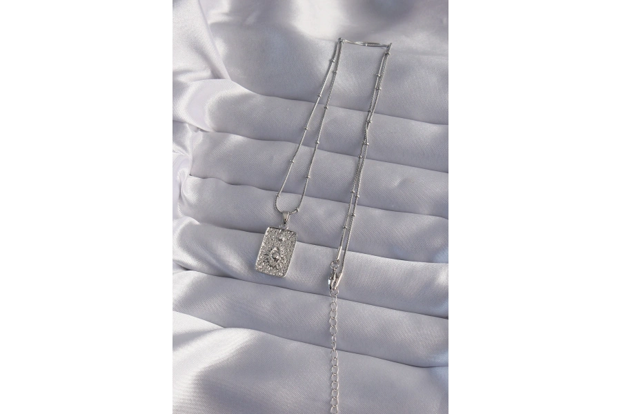 Shoecide 316l Çelik Zincir Gümüş Renk Lazer İşlemeli Göz Figür Tarot Kolye