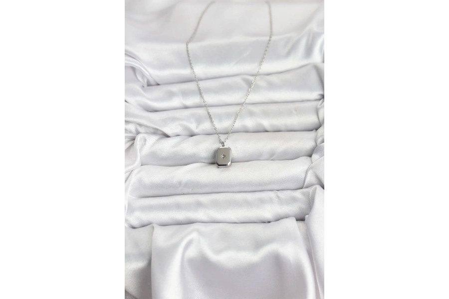 Shoecide 316l Çelik Zincir Gümüş Renk Minimal Kutup Yıldızı Model Kadın Kolye
